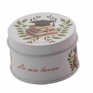 Scatola in latta, porta confetti, Laurea