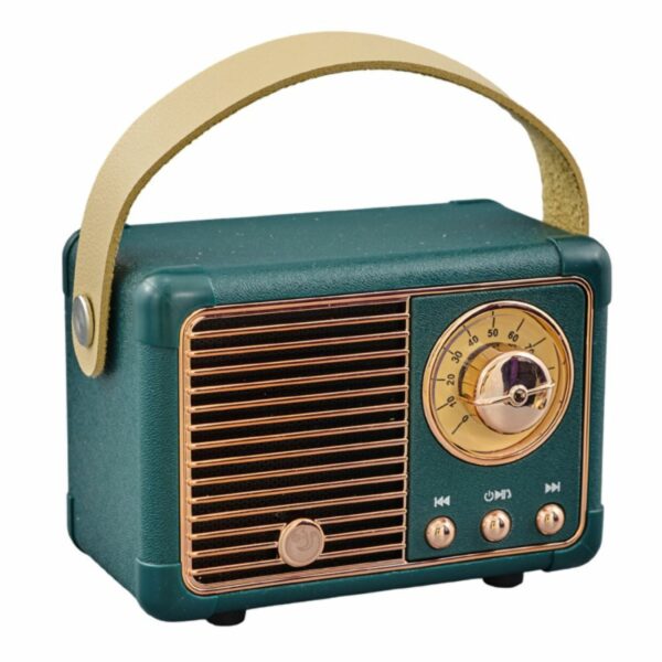 Cassa Bluetooh a forma di radio vintage, ottanio