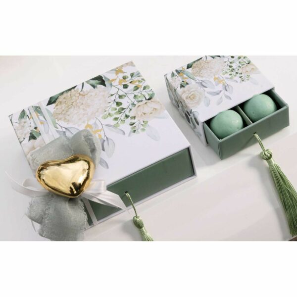 Scatola porta confetti, BLOOMING LOVE con nappa - immagine 2