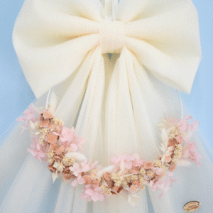Fiocco Nascita con fiori stabilizzati, rosa