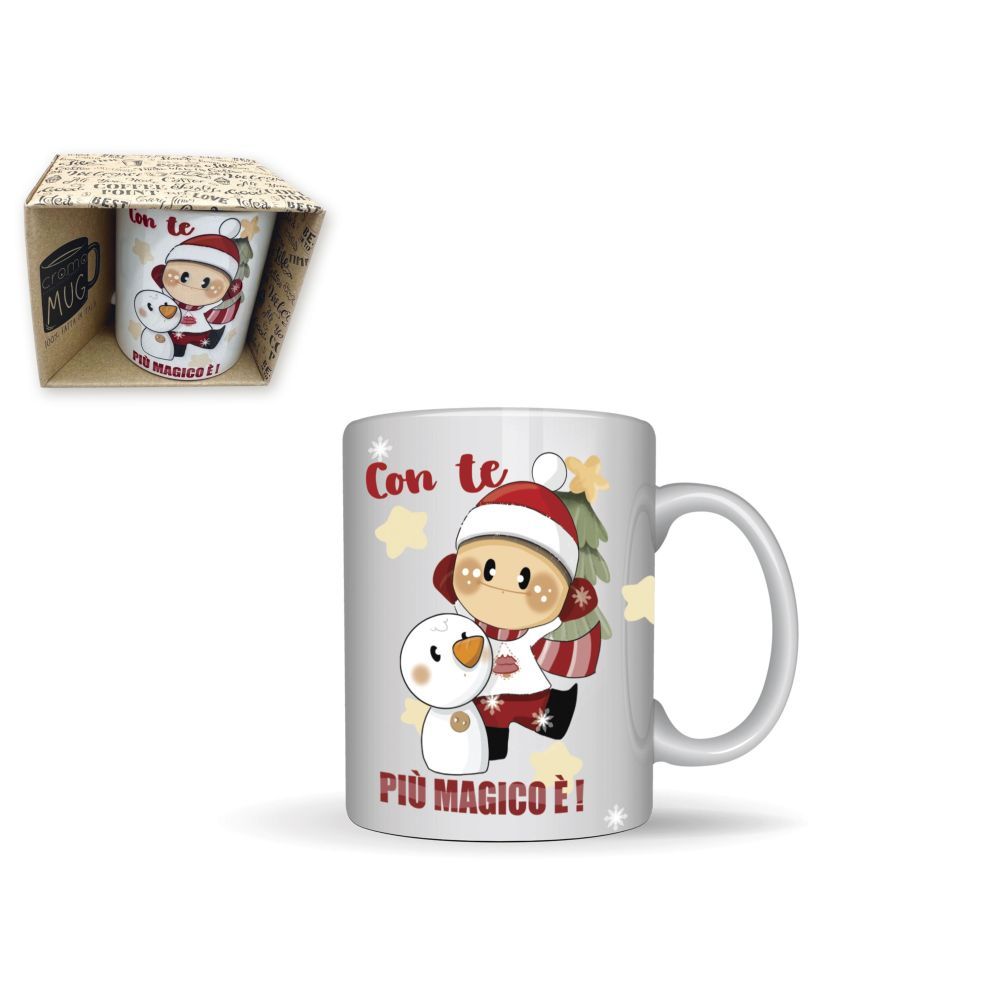 Collezione BUBINE, Tazza Natalizia in ceramica CON TE è più MAGICO