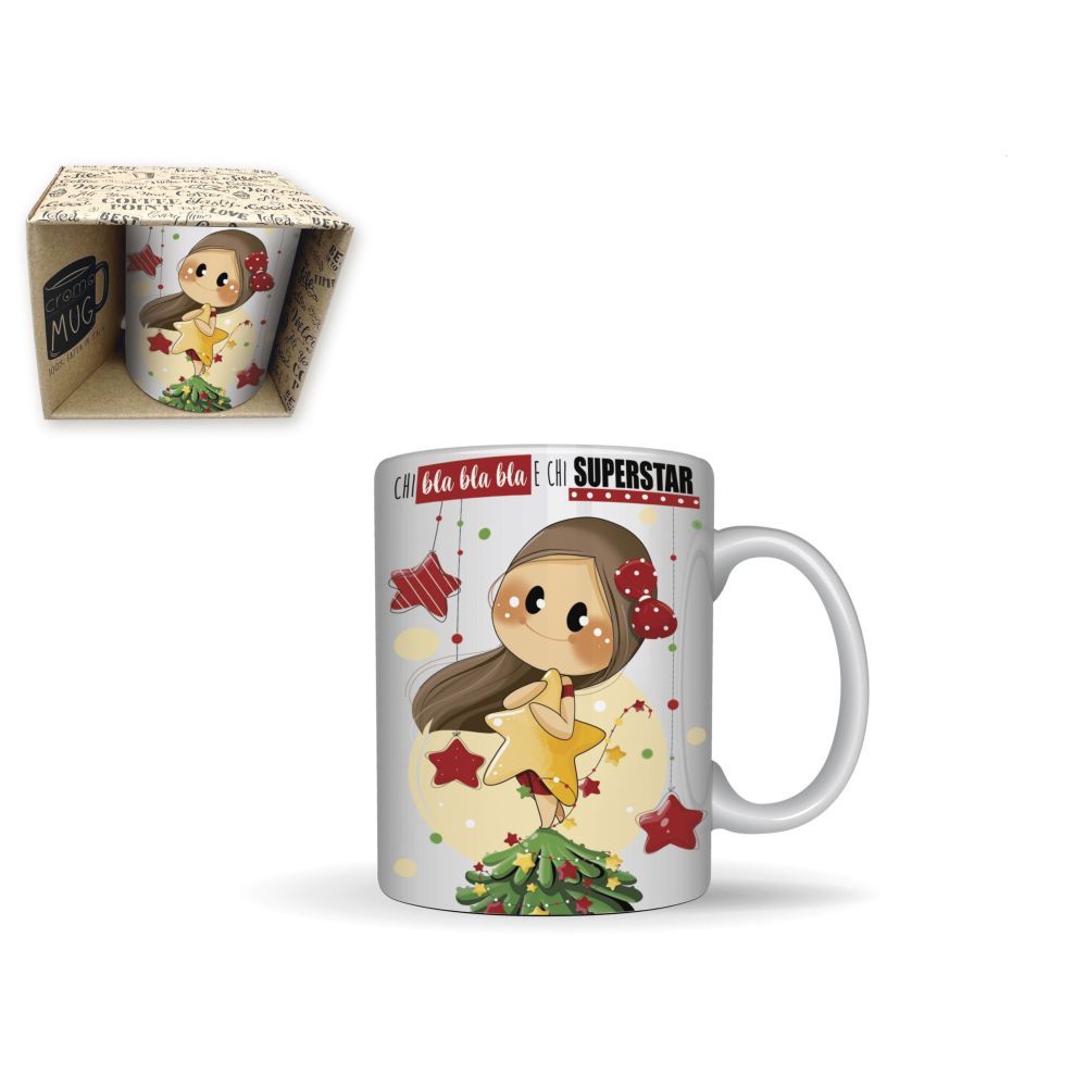 Collezione BUBINE, Tazza Natalizia in ceramica SUPERSTAR