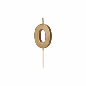 Candela compleanno numero 0 (zero), oro metallizzato