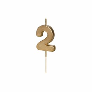 Candela compleanno numero 2(due), oro metallizzato