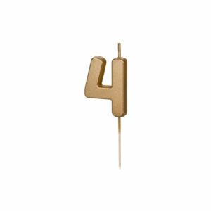 Candela compleanno numero 4 (quattro), oro metallizzato
