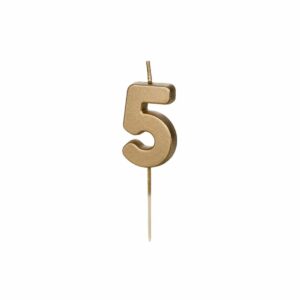 Candela compleanno numero 5 (cinque), oro metallizzato