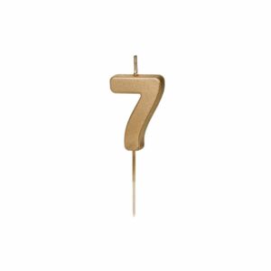Candela compleanno numero 7 (sette), oro metallizzato