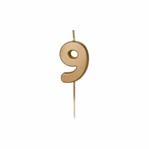 Candela compleanno numero 9 (nove), oro metallizzato