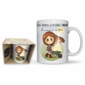 Collezione BUBINE, Tazza in ceramica BUBINA, ILLUMINA LA TUA PARTE