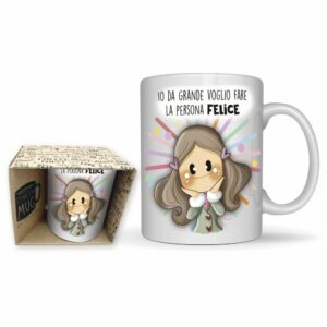 Collezione BUBINE, Tazza in ceramica BUBINA, Voglio essere Felice