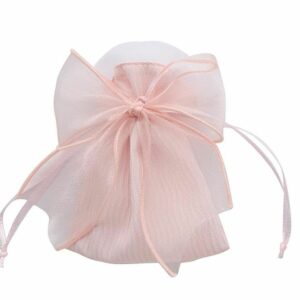 Sacchetto Portaconfetti rigato con Fiocco, rosa