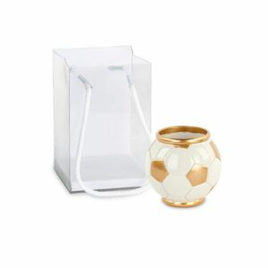 Vaso Caspò in resina, Pallone da Calcio, oro e bianco