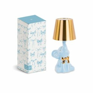 Lampada Elefantino in porcellana, celeste