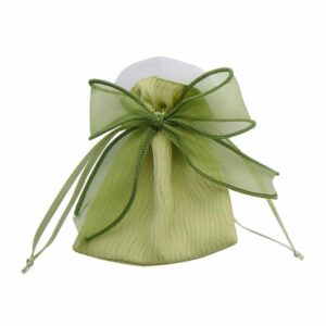 Sacchetto Portaconfetti rigato con Fiocco, verde