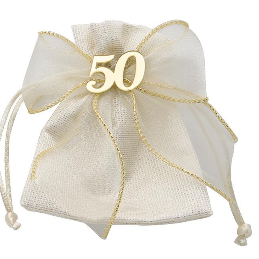 Sacchetto Portaconfetti con fiocco, Nozze d'Oro