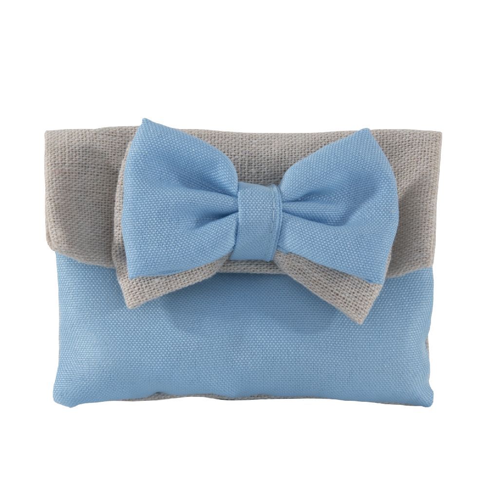 Muffin, Pochette porta confetti con fiocco, celeste