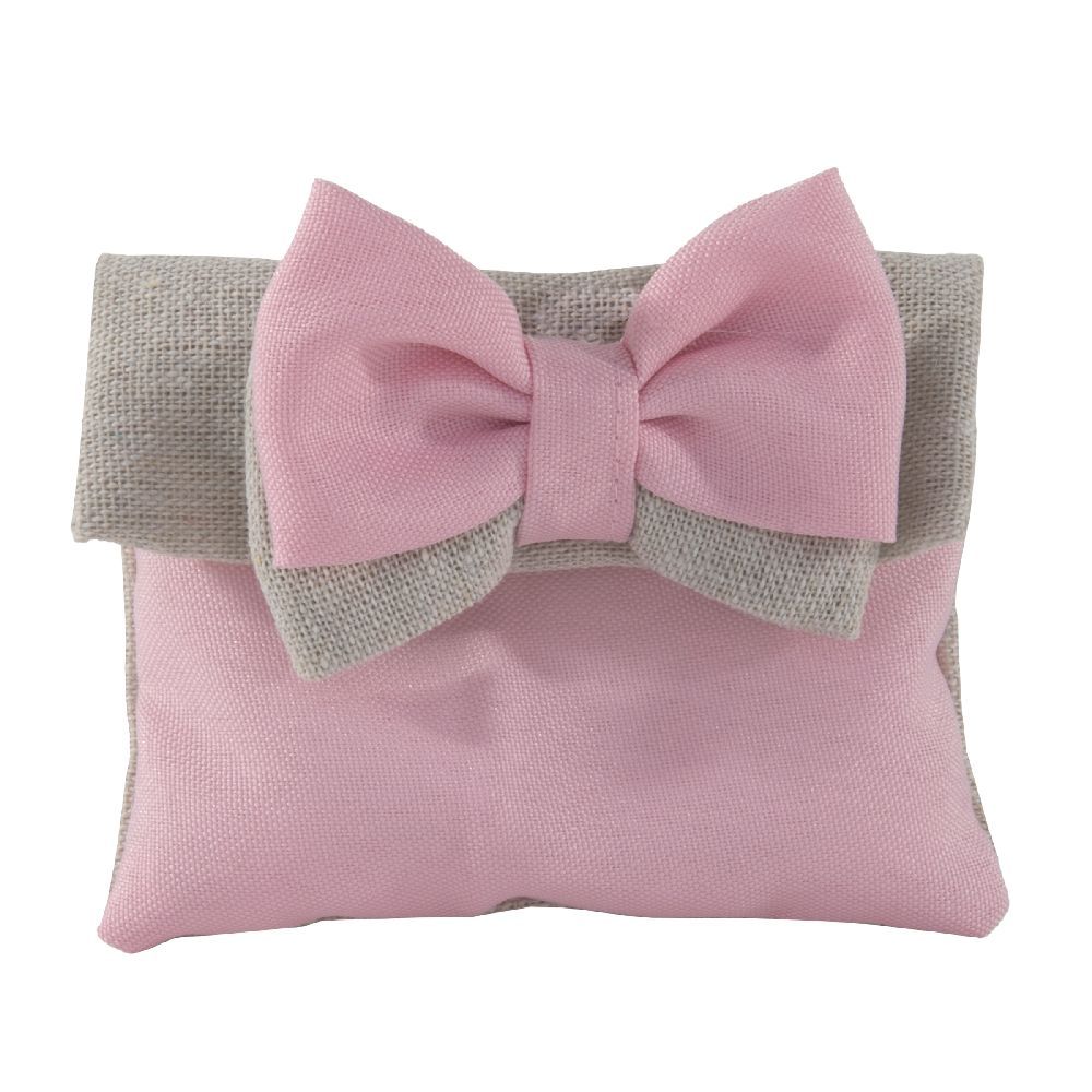 Muffin, Pochette porta confetti con fiocco, rosa