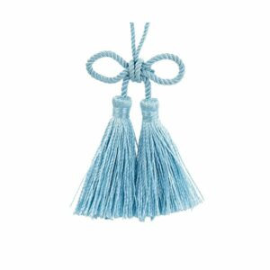 Fiocco in cordoncino con nappina, azzurro