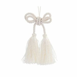 Doppio Fiocco in cordoncino con nappina, bianco