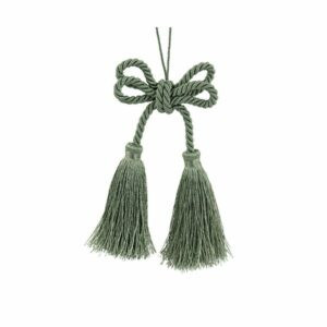 Doppio Fiocco in cordoncino con nappina, verde salvia