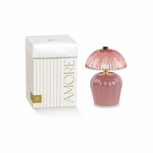 Lampada in vetro e ceramica, rosa antico