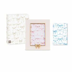 Cornice porta foto in resina, con fiocco oro