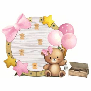 Guestbook in legno con orsetto, rosa