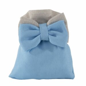 Muffin, Sacchetto porta confetti con fiocco, celeste