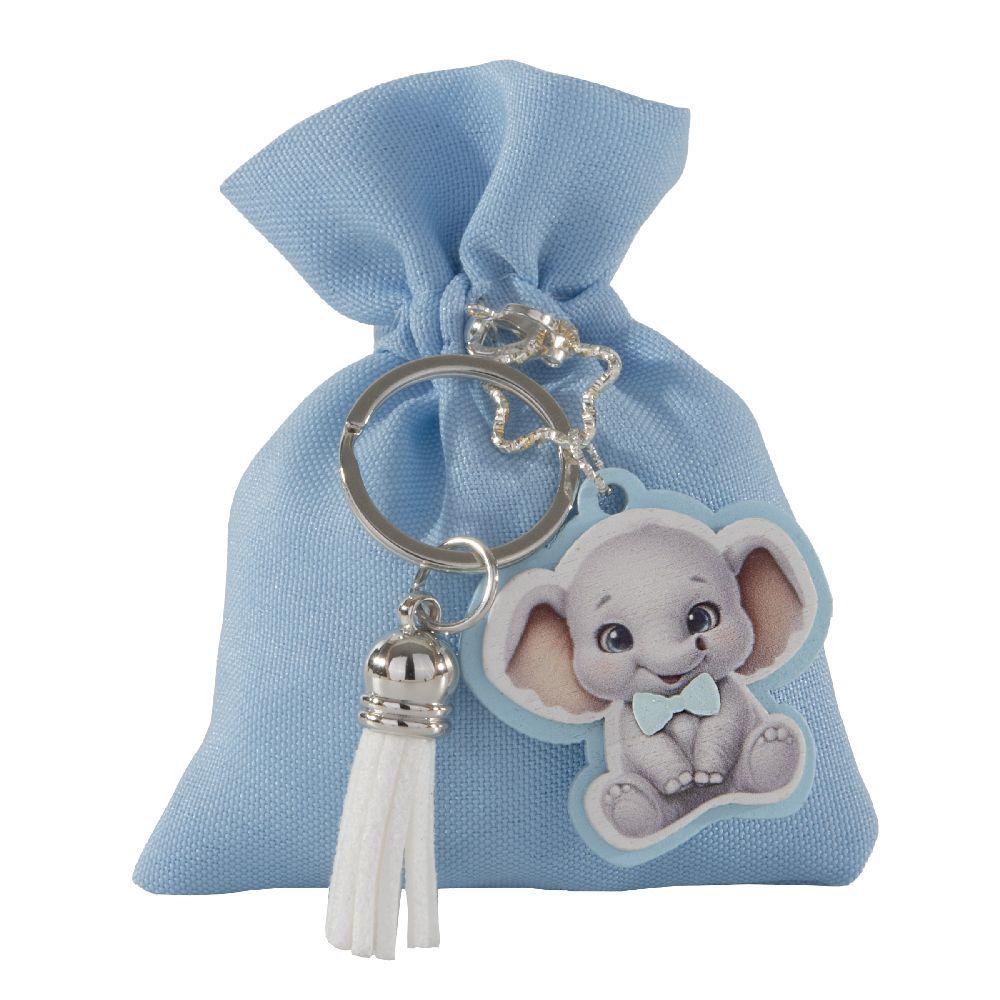 Toys, Sacchetto porta confetti con elefante, celeste