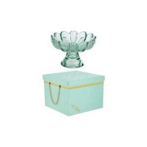 Alzatina in vetro a forma di fiore, verde menta