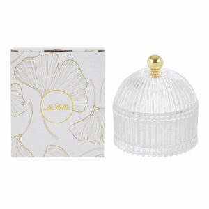 Potiche in Vetro rigato con pomello oro