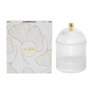 Potiche in Vetro rigato con pomello oro