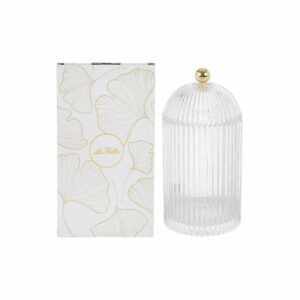 Potiche in Vetro rigato con pomello oro