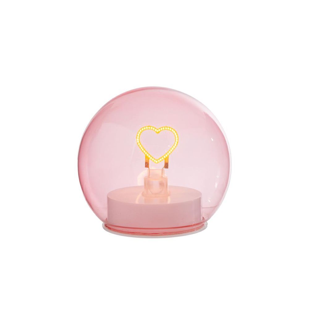 Lampada LED in Vetro Rosa con Cuore