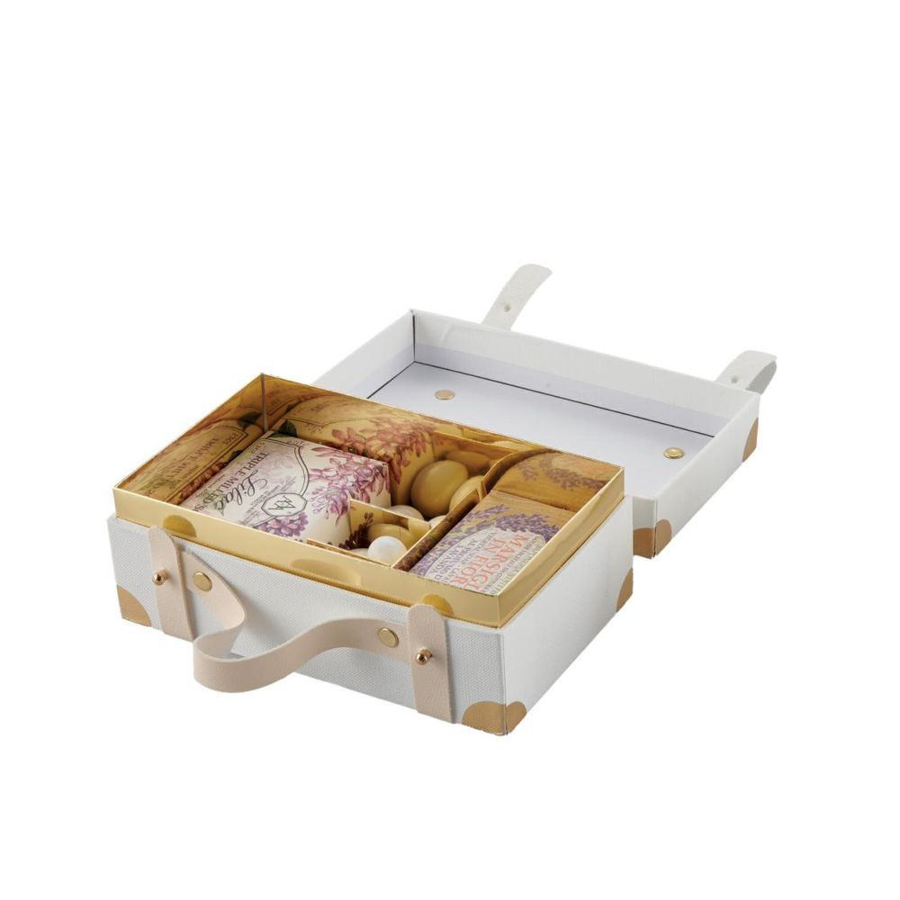Scatola box valigetta con due saponette profumate
