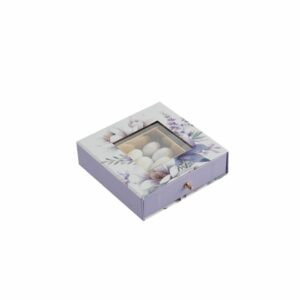 Scatola porta confetti con finestra con fiori, lilla