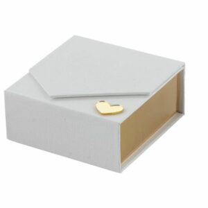 Scatola porta confetti telata, con cuore in plexiglass, bianco