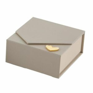 Scatola porta confetti liscia, con cuore in plexiglass, tortora