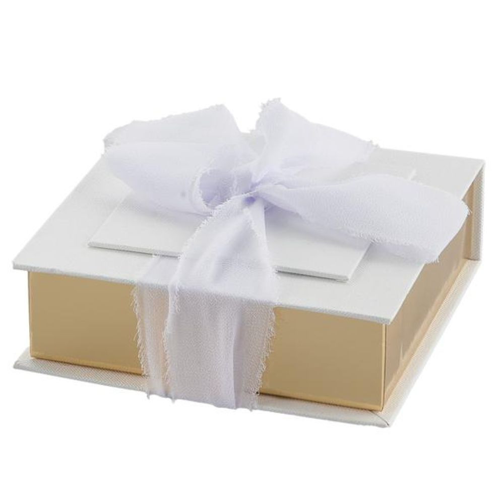 Scatola porta confetti telata con chiffon, bianco