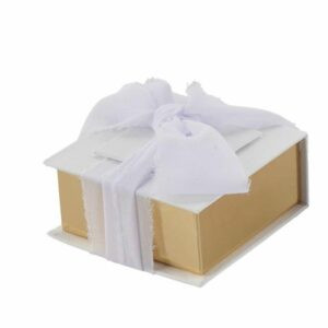 Scatola porta confetti telata con chiffon, bianco