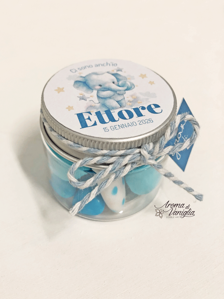 Barattolino Nascita / Battesimo personalizzato, celeste