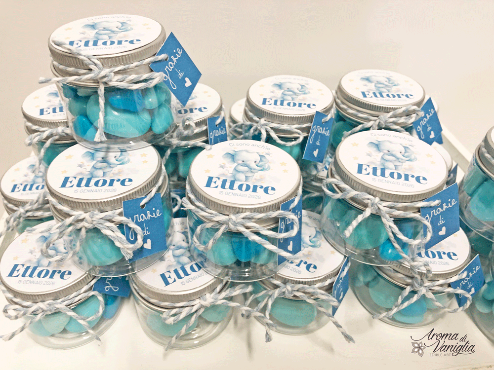 Barattolino Nascita / Battesimo personalizzato, celeste - immagine 2