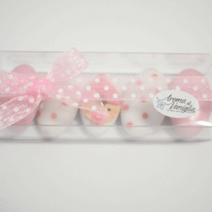 scatolina cinque confetti, 1 decorazione nascita/battesimo, rosa