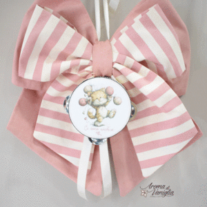 Fiocco Nascita con tamburello, rosa